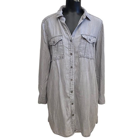 Philosophy Gray Chambray Shirt Dress Size Medium - Picture 2 of 7